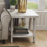 Roundhill Furniture Athens Contemporary Replicated Wood Regular End Table, White Roundhill Furniture