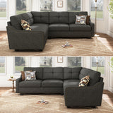 HONBAY Convertible Sectional Sofa L Shaped Couch for Small Apartment Reversible Sectional Couch for Living Room,Dark Grey HONBAY
