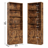 IRONCK Industrial Bookshelves and Bookcases with Doors Set of Two Floor Standing 6 Shelf Display Storage Shelves 70 in Tall Bookcase for Home Office, Living Room IRONCK