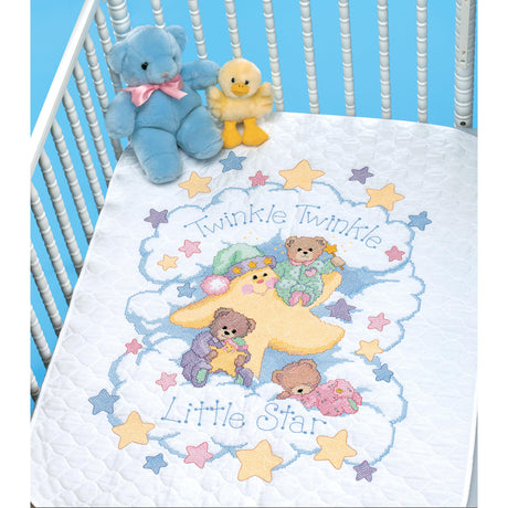 DIMENSIONS 3171 Twinkle Twinkle Twinkle Quilt Stamped Cross Stitch Kit, 34'' W x 43'' H White Dimensions