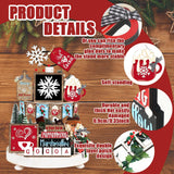 FairySandy 14 Pcs Christmas Tiered Tray Decor Set Christmas Wooden Sign Decor Rustic Farmhouse Snowfake Coffee Spice Blocks Winter Table Sign for Christmas Halloween FairySandy