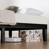 Mellow Naturalista Classic 12 Inch Solid Wood Platform Bed with Wooden Slats, Queen, Black Mellow