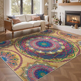 Arenarug Meditation Indoor Outdoor Rug 6x9 ft Mandala Pattern Rug Boho Style,Yoga Meditation Mat Picnic Rug for Patio Living Room Porch Garden Deck Backyard Easy to Clean Non Shedding Non-Slip Arenarug