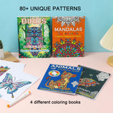 Silunkia Adult Coloring Books Set 8.5 x 11 Inch - 4 Books Adult Animal Butterfly Bird Mandala Design, Coloring Books for Adults to Relax and Relieve Anxiety - Top Spiral Binding is Easier to Use