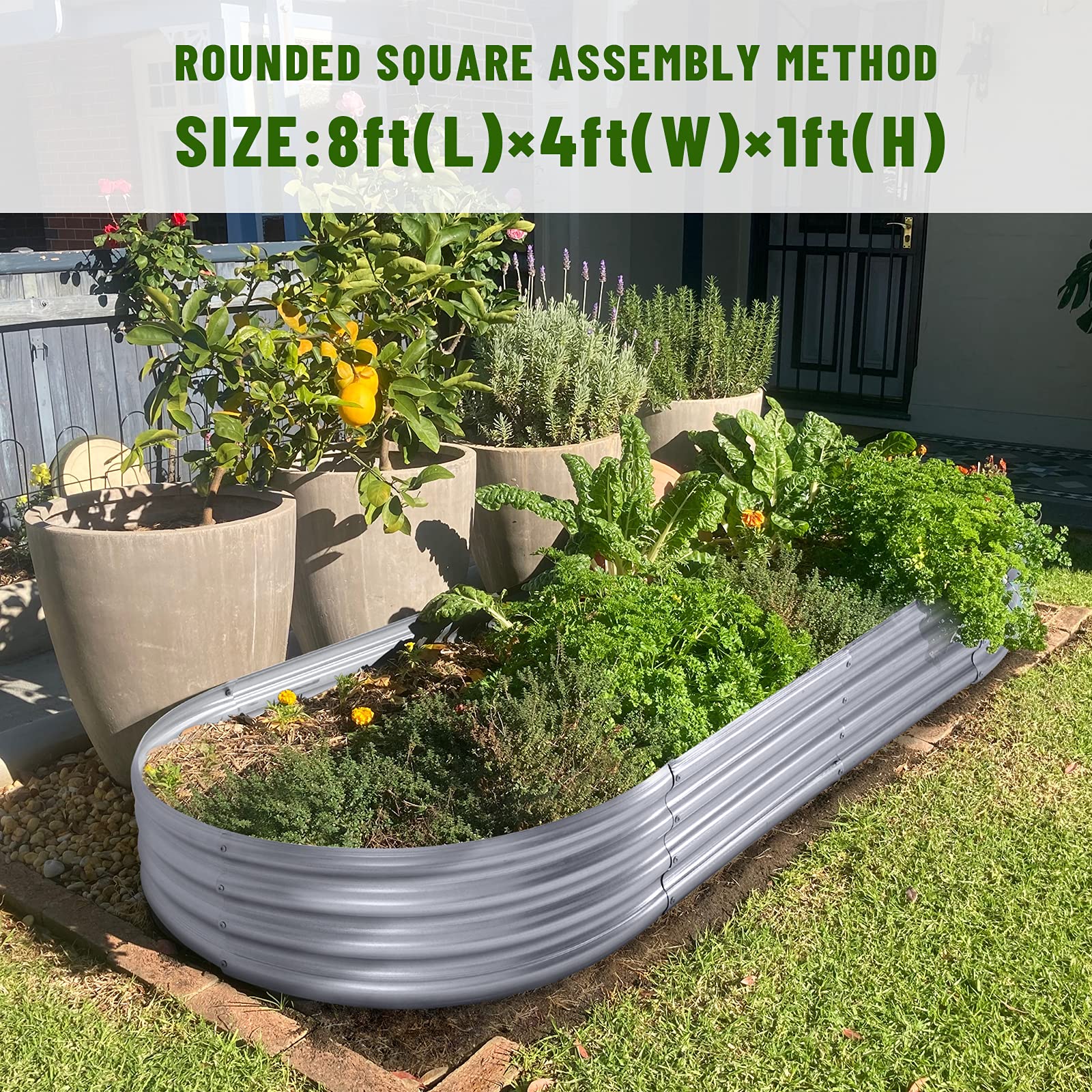 Land Guard 2Pcs Galvanized Steel Raised Garden Bed，8×4×1 ft Large Metal Raised Planter Beds, Aluminum Raised Garden Bed for Vegetables.… - WoodArtSupply