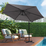 Shintenchi Patio Offset Umbrella with Easy Tilt Adjustment,Crank and Cross Base, Outdoor Cantilever Hanging Umbrella, Sunshade Umbrella Canopy, Dark Gray Shintenchi