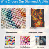 Phoenix Diamond Painting Kits for Adults,Fire Phoenix Diamond Art Kits for Beginners, 5D DIY Full Round Drill Diamond Painting gem Art for Adults, Home Wall Decor 12 x 16 Inch Generic