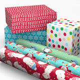Hallmark Kids Christmas Wrapping Paper Rolls with Cutlines on Reverse (6 Rolls: 180 Sq. Ft. Total) Snowman, Snowflakes, Penguins, Santa Claus Hallmark