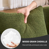 99" Oversized Curved Sectional Sofa with Chaise, Modern L-Shaped Chenille Cloud Couch, Extra Wide Deep Seat 4-Seater Couch with Pillows for Living Room, Apartment, or Home Theater, Green TTK