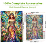 ZENDIYO Fairy 5D Diamond Painting Kits for Adults, Stained Glass Diamond Art Kits for Adults Beginners, DIY Full Drill Diamonds Dots Gem Art Painting Crafts for Home Wall Decor 12x16inch ZENDIYO