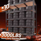 REIBII 48.2" W Garage Shelving, Storage Shelves Load 3000LBS, Adjustable Garage Shelving Heavy Duty for Pantry, Basement, Warehouse, 48.2" W X 71.9" H X 24" D, Black REIBII