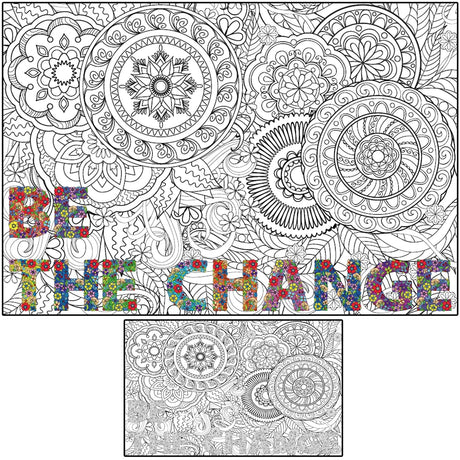 Large Coloring Posters for Adults and Kids - Giant Coloring Poster Motivational - Jumbo Wall Size Pages for Classroom Office Team Work - Huge Adult Inspirational Sheet - Big Mandala to Color ALNETI