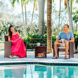 Nestl Wicker Outdoor Furniture Set - 3 Piece Patio Bistro Set (Brown/Beige) Nestl