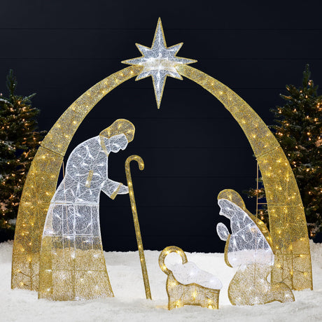 Best Choice Products 6ft Lighted 2D Outdoor Nativity Scene, Christmas Arch Holy Family Yard Decoration w/ 170 LED Lights, Stakes, Zip Ties Best Choice Products