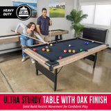 GoSports 7 ft Portable Pool Table - No Assembly Required Folding Billiard Table in Oak GoSports