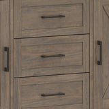 SIMPLIHOME Ela Buffet - 54 inch Wide Solid Wood 3-Door Sideboard Buffet in Smoky Brown, Transitional Storage Cabinet for Dining Room or Kitchen with Adjustable Shelves and Brushed Metal Hardware SIMPLIHOME