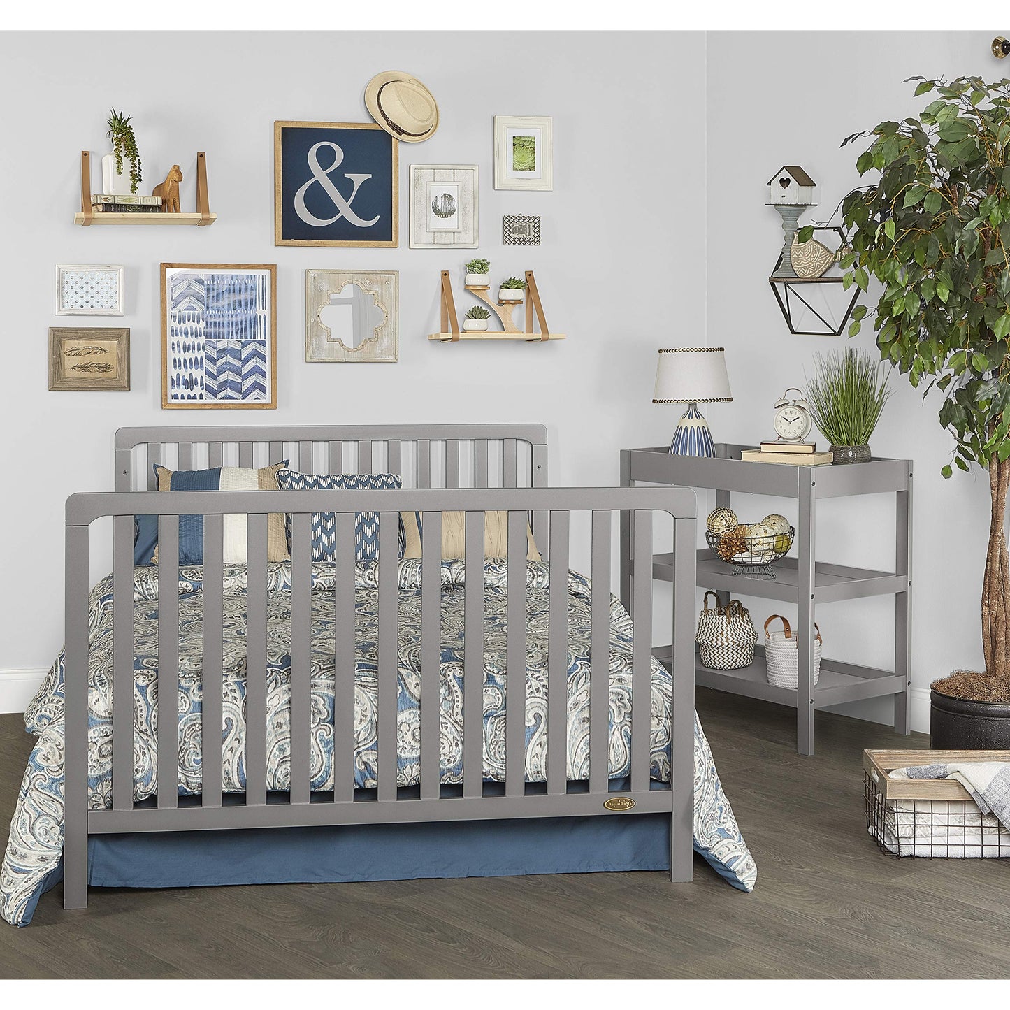 Dream On Me Ridgefield 5-in-1 Convertible Crib in Storm Grey, Greenguard Gold Certified - WoodArtSupply