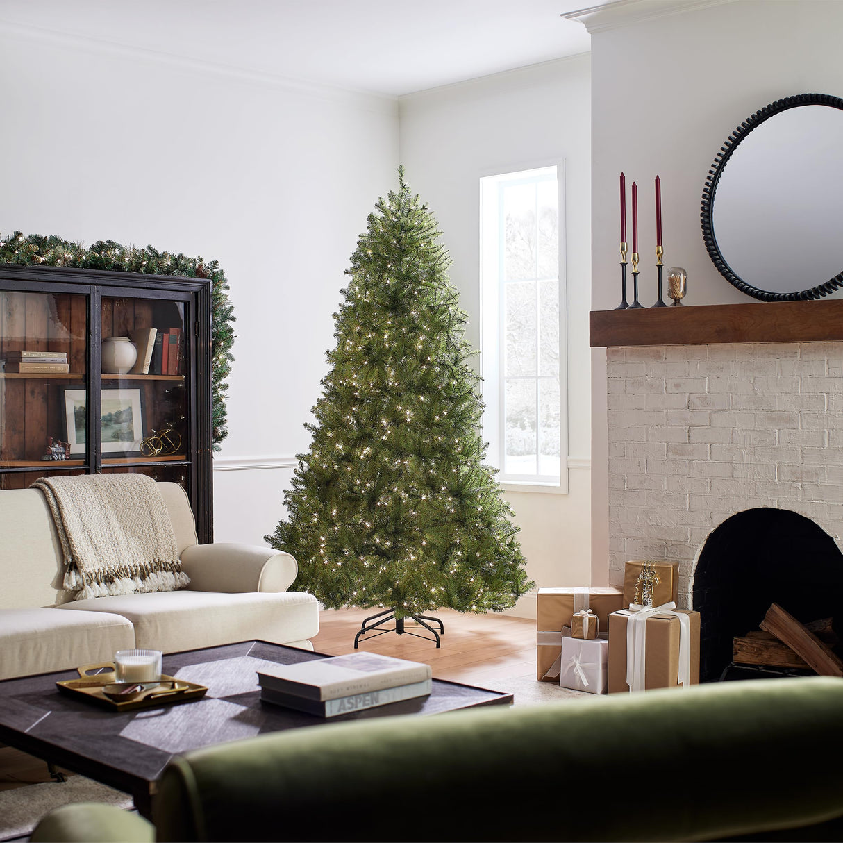 National Tree Company Pre-Lit Artificial Full Christmas Tree, Green, Dunhill Fir, White Lights, Includes Stand, 7.5 Feet National Tree Company