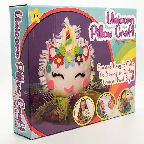 Ruckus Kids Unicorn Pillow Craft – DIY Cute Colorful Fleece Knot Pillow Kit – No-Sew Easy-to-Make Arts and Craft Kit for Kids– Unicorn Bedroom Decor Ruckus Kids