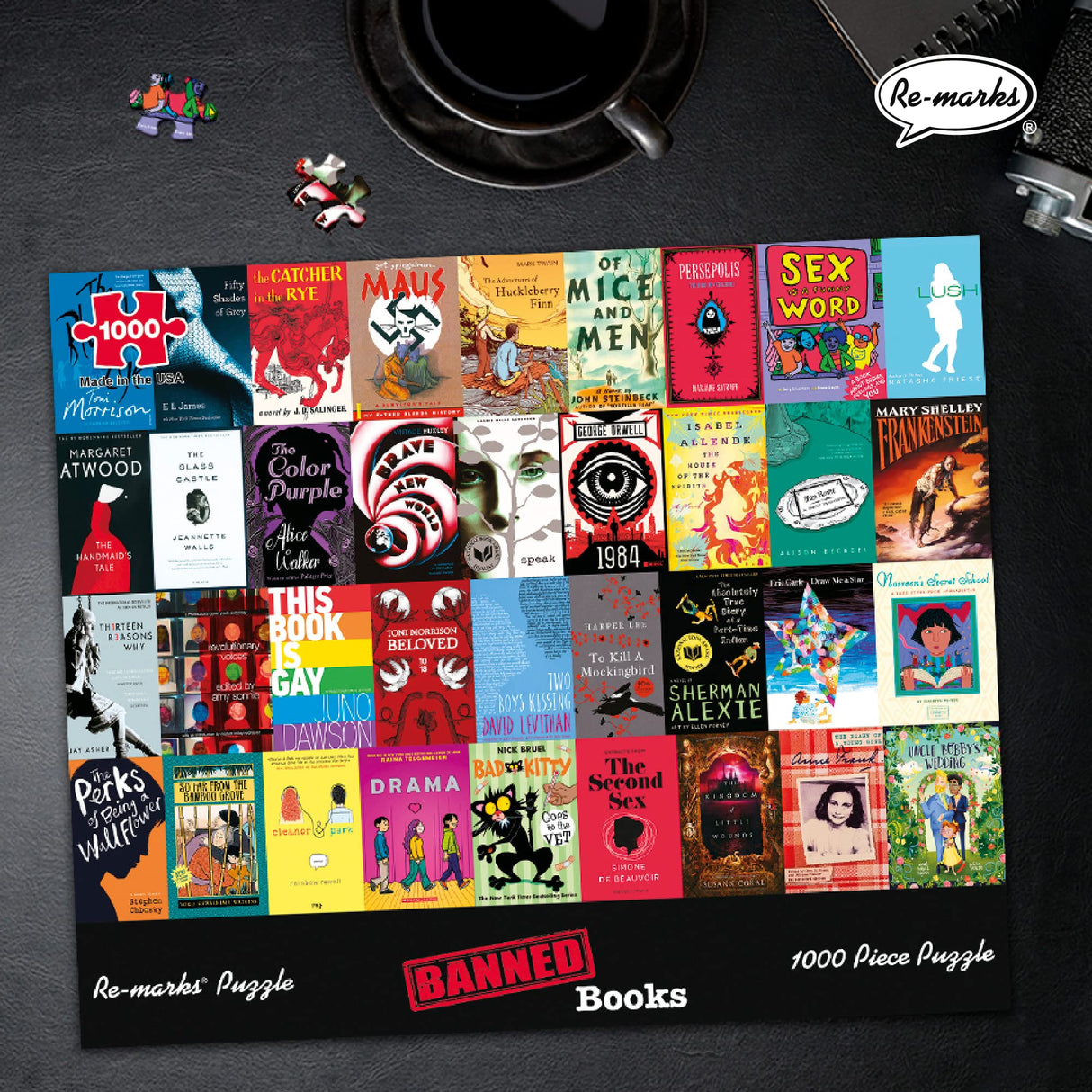 Re-marks Banned Books Puzzle, 1,000-Piece Jigsaw Puzzle for All Ages Re-Marks