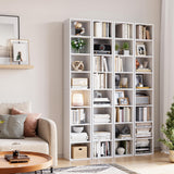 Bamjoy 71 Inches Tall Narrow Bookshelf, 8-Tier CD DVD Slim Media Tower Rack, Corner Bookcase with Adjustable Shelves, Skinny Cubes Bookshelves for Home Office Small Space, White Bamjoy