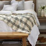 DII Modern Farmhouse Plaid Collection Cotton Fringe Throw Blanket, 50x60, White/Black DII