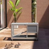 COZIWOW Fashion Wooden 36Inches Rabbit Hutch Outdoor with Wheels Bunny Cage Indoor Durable Rabbit Cage with Removable Tray, Openable Roof, Anti-Slip Ramp for Small Bunny Rabbit (Grey) COZIWOW
