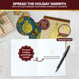 Decorably 16 Pack Gold Foil Embossed 5x7in Merry Christmas Cards with Envelopes and Stickers, 8 Elegant Designs Assorted Christmas Cards Boxed with Envelopes, with Printed Message Inside Decorably