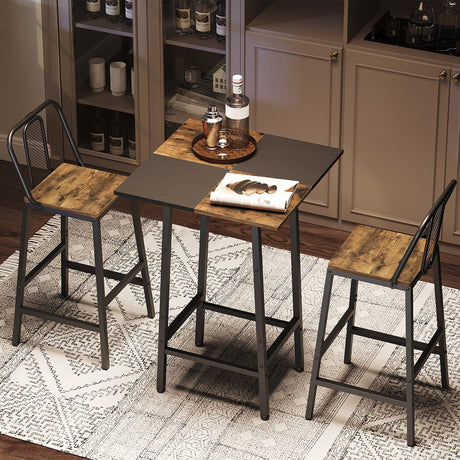 YATINEY Bar Table, Kitchen Dining Table, Bar Counter Height Table, Pub Table, Color Matching Breakfast Table, for Dining Room, Tavern, Coffee Corner, Party, Rustic Brown and Black BT02BR YATINEY