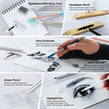 KALOUR 95-Piece Sketching and Drawing Art Set with 3-color Sketch Book and Pastel Paper – Graphite, Charcoal, and Pastel Pencils – Complete Artist Kit for Beginners and Professionals KALOUR