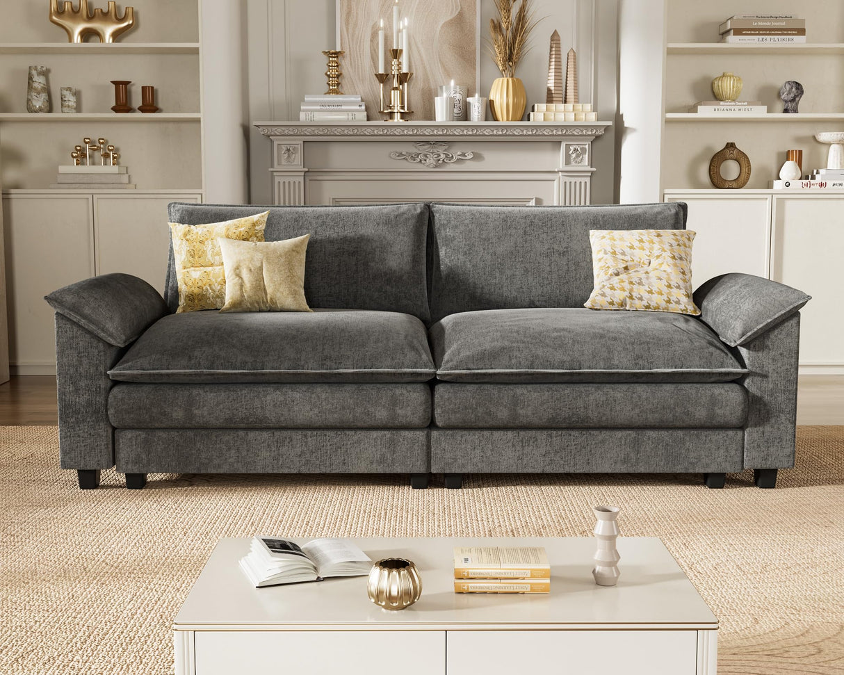Homall 80" Modular Sectional Sofa, Loveseat Sofa Couch with Double-Layer Cushion, DIY Combination Chenille Deep 2-Seat Cloud Couch for Living Room, Apartment (Loveseat Sofa, Grey) Homall