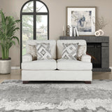 Lexicon Modern Couch, Chenille Loveseat with Deep Seats, 4 Accent Pillows, Track Arms, Removable Cushion Covers, Upholstered Living Room Furniture, 2 Seater Couch, Cream Lexicon