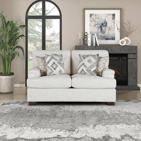 Lexicon Modern Couch, Chenille Loveseat with Deep Seats, 4 Accent Pillows, Track Arms, Removable Cushion Covers, Upholstered Living Room Furniture, 2 Seater Couch, Cream Lexicon