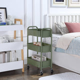 SunnyPoint 3-Tier Delicate Compact Rolling Metal Storage Organizer - Mobile Utility Cart Kitchen/Under Desk Cart with Caster Wheels (Army, Compact (15.5" X 26.8" X 10.27")) SunnyPoint