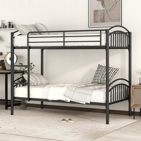 Twin Over Twin Metal Bunk Beds, Convertible Bunk Bed Divided into Two Beds for Kids Boys Girls Teens,Black Bellemave