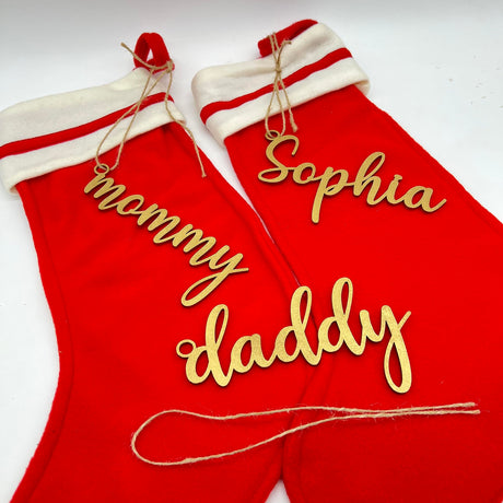 Custom Christmas Name Tag, Personalized Stockings, Christmas gift decoration, Hanging Stocking Name Tag CutittDesigns