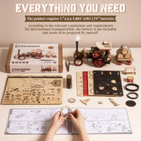 RoWood 3D Puzzles for Adults,Steam Engine Model Kit,1:28 Scale Mechanical Steam Locomotive Wooden Puzzle,469PCS,Assembly Time 6H, Awesome Gifts for Adults&Teens rowood