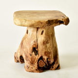 WELLAND Tree Stump Stool Live Edge, Natural Edge Side Table, Plant Stand, Nightstand, Mushroom Stool 14" Tall WELLAND