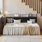 LIKIMIO Daybed with Trundle, Twin Corner Bed Fram with Bedside Storage,Sofa Day Bed for Living Room, Bedroom and Guest Room,Black LIKIMIO