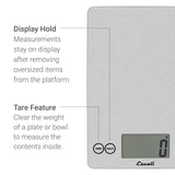 Escali Arti Glass Food Scale Digital Countertop Kitchen, Baking and Cooking Scale with Nutrition and Calorie Counter, 15-Pound Capacity, 9" x 6.5" x .75", Shiny Silver Escali