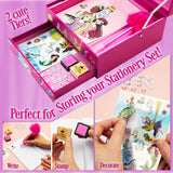 Disney Stitch Notebook Stationery Set Kids Diary DIY Journal Kit and Craft Supplies (Pink Princesses) Disney