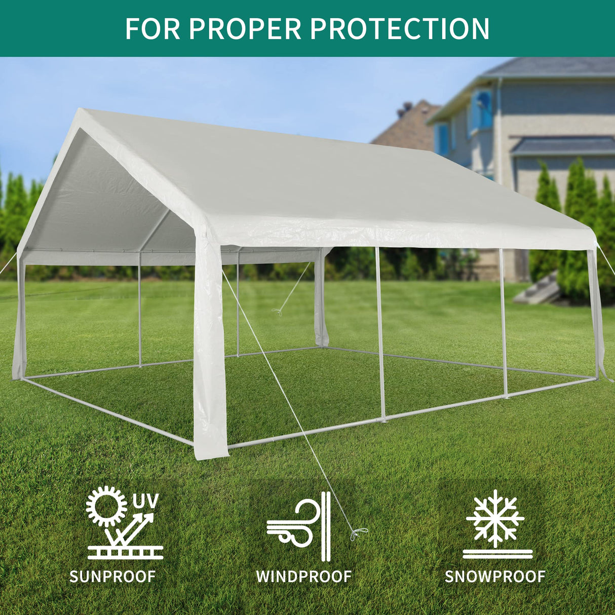 YITAHOME 20x20 ft Party Tent Heavy Duty Wedding Event Shelters Outdoor Upgraded Galvanized Canopy with Large White Roof, Removable PVC Sidewalls & 3 Storage Bags YITAHOME