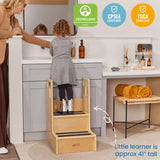 ECR4Kids Reach-Up Step Stool with Handles, Kids Furniture, Natural ECR4Kids