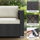 YITAHOME 7 Pieces Outdoor Patio Furniture Set, Sectional Sofa PE Rattan Wicker Conversation Set Outside Couch w/Table and Cushions for Porch Lawn Garden Backyard, Black YITAHOME