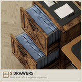 HOMCOM 2 Drawer Vertical File Cabinet with Silent Slides, Rustic Farmhouse Filing Cabinet with Barn Doors for A4/Letter Size, Printer Stand with Storage for Home Office, Rustic Brown HOMCOM