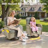 CAODOC Outdoor Patio Furniture Set, 5-Piece PE Wicker Sofa with Shiny Table and Swivel Chairs, Outdoor Conversation Set for Patio, Garden, Backyard Dark Gray CAODOC