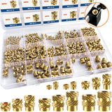 Ktehloy 400Pcs Threaded Inserts, M2 M2.5 M3 M4 M5 M6 Female Thread Metric Knurled Nuts Assortment Kit, Brass Heat Set Insert for Plastic and 3D Printing Components Ktehloy