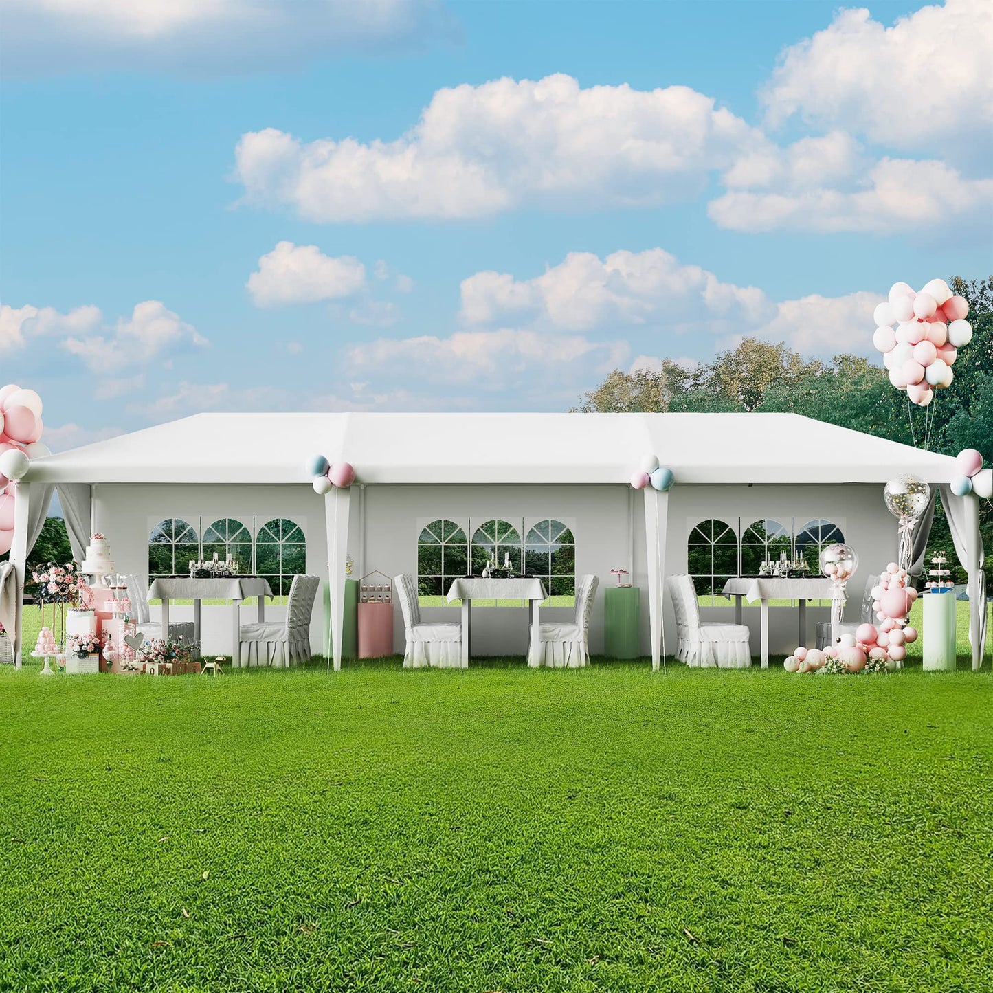 Flamaker Party Tent 10'x30' Outdoor Wedding Canopy Tents for Parties with Removable Sidewalls Heavy Duty Event Booths Waterproof Gazebo Shelter (White) - WoodArtSupply