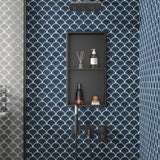 Bernkot Stainless Steel Shower Niche 24" X 12" Matte Black No Tile Needed Niche Shower with Double Shelves Recessed Wall Niches for Bathroom Space Saving Over Mount Installation Bernkot