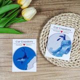 Vcekract 100Pcs Car Coaster Packaging for Selling, Sublimation Car Coasters Cards with 100Pcs Bags, Car Coaster Packaging, Coasters Display Cards 3.93x2.85In, Heat Press Machines Accessories Vcekract